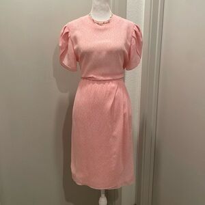 VTG 80s Maggy London Petites Jeannene Booher Pink & White Patterned Dress - 6